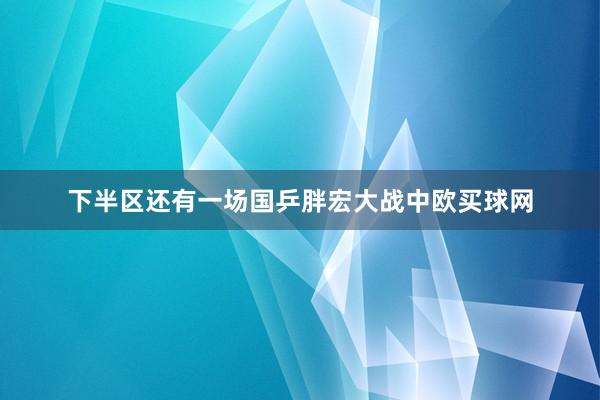 下半区还有一场国乒胖宏大战中欧买球网