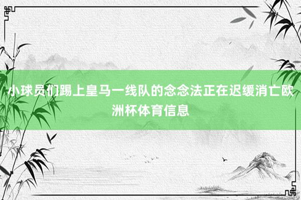 小球员们踢上皇马一线队的念念法正在迟缓消亡欧洲杯体育信息